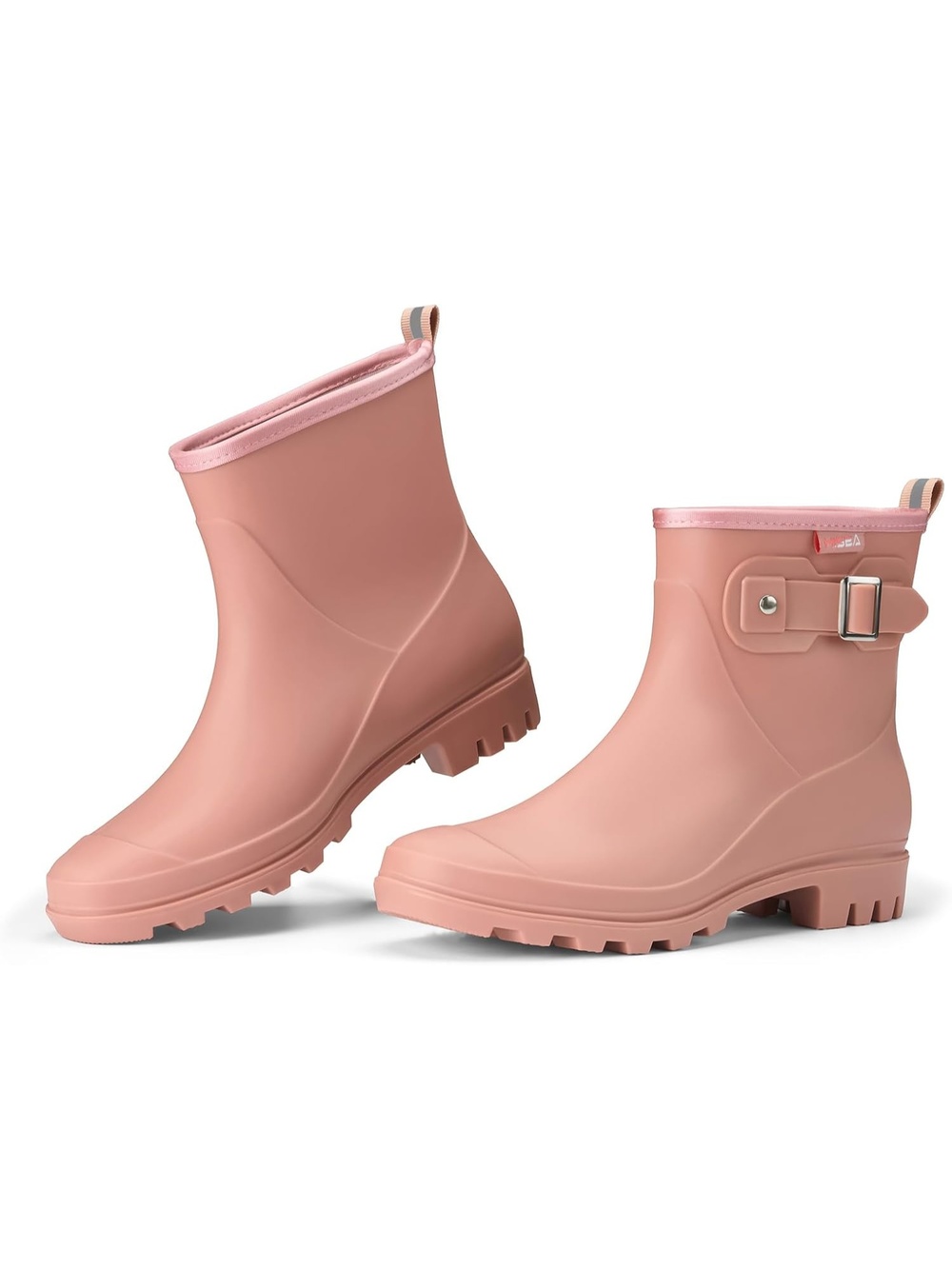 Women's Pink Waterproof Short Rain Boots Ankle Rubber Garden Shoes Chelsea Boot